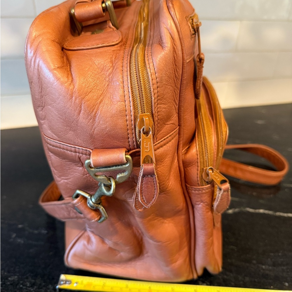 Brown Leather Messenger Bag with Adjustable Strap, Great for Travel or Everyday - Picture 10 of 14
